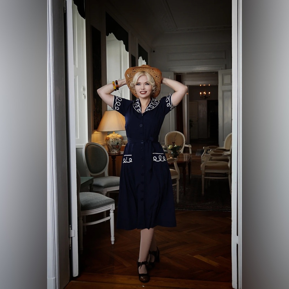 Loopy Loop Navy Dress by Rock n Romance Vintage